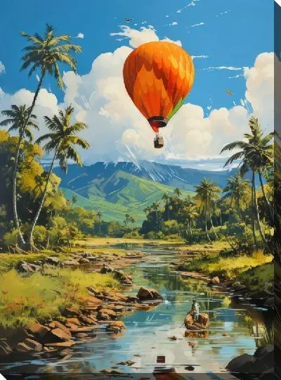 Картина маслом Воздушный шар в стиле арт №13