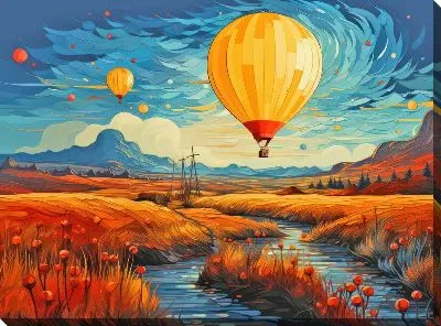 Картина маслом Воздушные шары в стиле арт №14