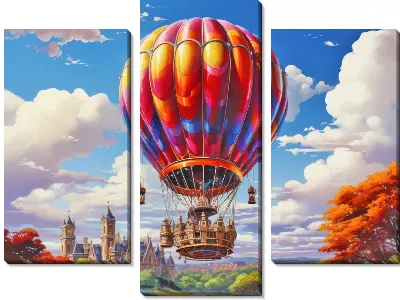 Модульная картина Воздушный шар в стиле арт №16