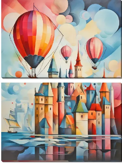 Модульная картина Воздушные шары в стиле арт №18