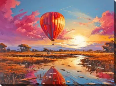 Картина маслом Воздушный шар в стиле арт №21