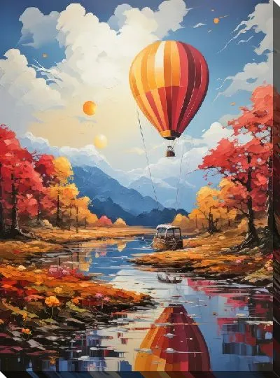 Картина маслом Воздушный шар в стиле арт №24