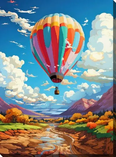 Картина маслом Воздушный шар в стиле арт №25