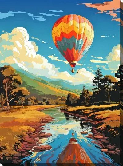 Картина маслом Воздушный шар в стиле арт №30