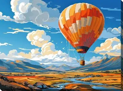 Картина маслом Воздушный шар в стиле арт №31