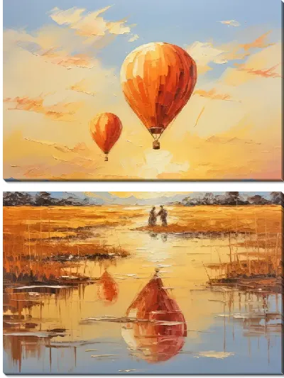 Модульная картина Воздушные шары в стиле арт №35