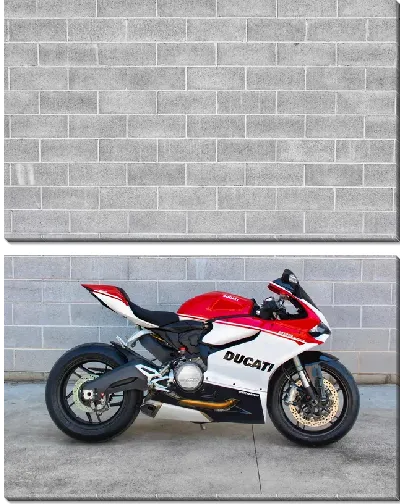 Модульная картина Бело-красный мотоцикл  Ducati