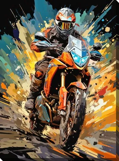 Картина маслом Гонка на мотоцикле №1
