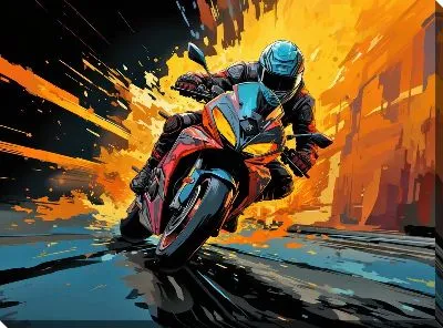 Картина маслом Гонка на мотоцикле №4