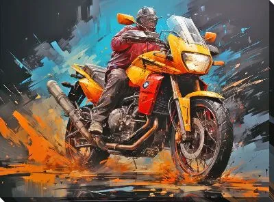 Картина маслом Гонка на мотоцикле №5