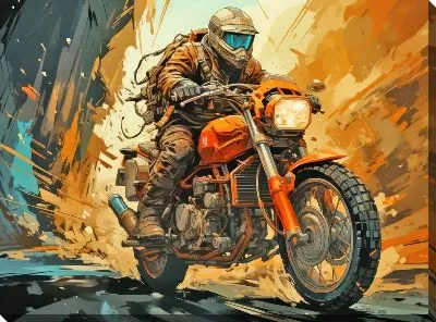 Картина маслом Гонка на мотоцикле №6