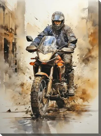 Картина маслом Гонка на мотоцикле №8