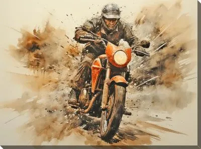 Картина маслом Гонка на мотоцикле №9