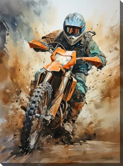 Картина маслом Гонка на мотоцикле №12
