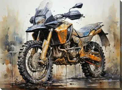 Картина маслом Мотоцикл в стиле арт №41