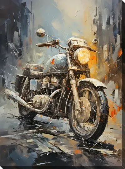 Картина маслом Мотоцикл в стиле арт №6