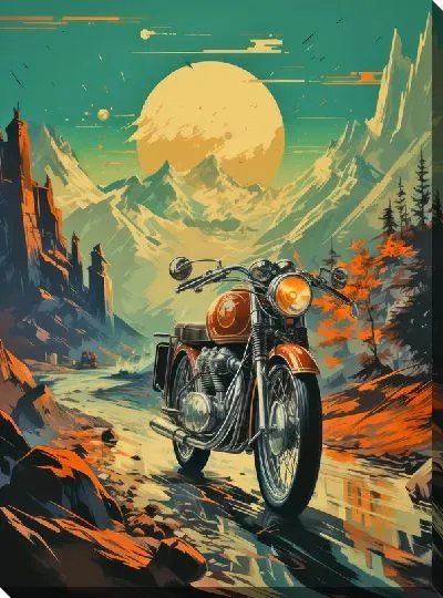 Картина маслом Мотоцикл в стиле винтаж №7