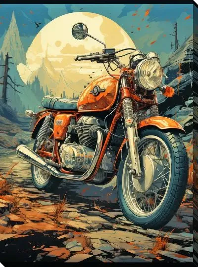 Картина маслом Мотоцикл в стиле винтаж №8