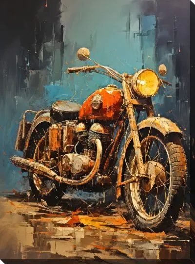 Картина маслом Мотоцикл в стиле арт №10