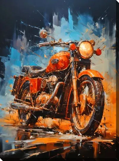 Картина маслом Мотоцикл в стиле арт №111