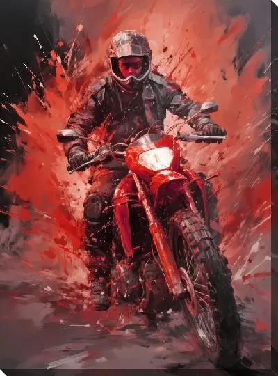 Картина маслом Гонка на мотоцикле №14