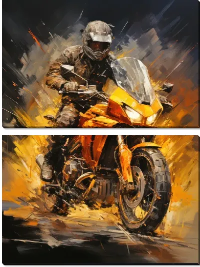 Модульная картина Гонка на мотоцикле №15