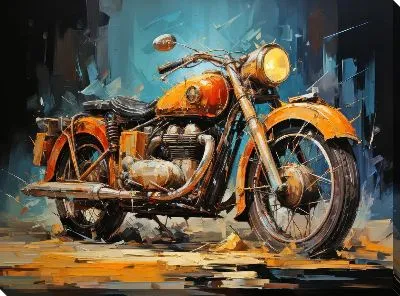 Картина маслом Мотоцикл в стиле арт №12