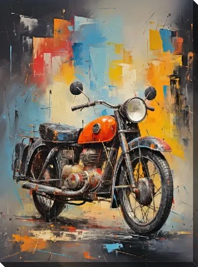 Картина маслом Мотоцикл в стиле арт №15