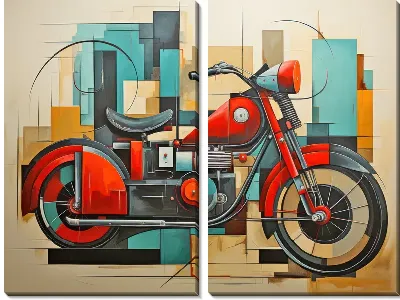 Модульная картина Мотоцикл в стиле арт №16