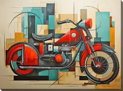 Картина маслом Мотоцикл в стиле арт №16
