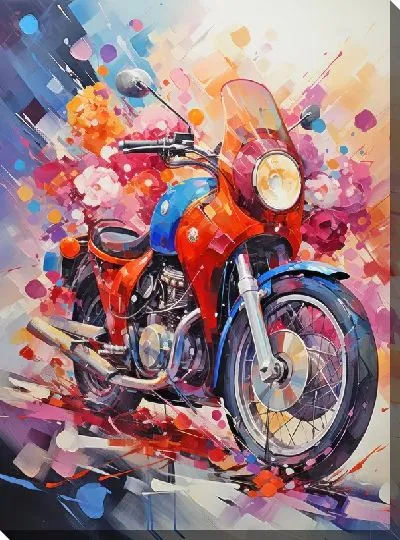 Картина маслом Мотоцикл в стиле арт №17