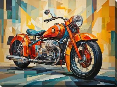 Картина маслом Мотоцикл в стиле арт №211