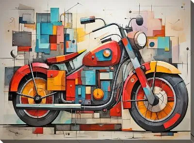Картина маслом Мотоцикл в стиле арт №22