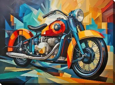 Картина маслом Мотоцикл в стиле арт №23