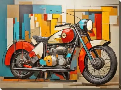 Картина маслом Мотоцикл в стиле арт №25