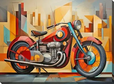 Картина маслом Мотоцикл в стиле арт №26