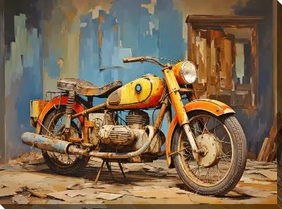 Картина маслом Мотоцикл в стиле арт №28