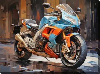 Картина маслом Мотоцикл в стиле арт №29