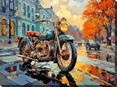 Картина маслом Мотоцикл в стиле арт №311