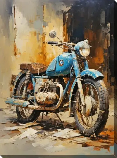 Картина маслом Мотоцикл в стиле арт №32
