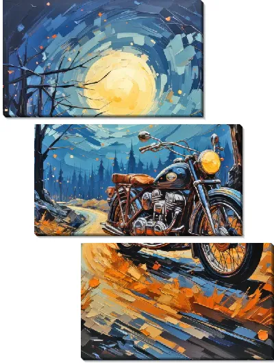 Модульная картина Мотоцикл в стиле арт №33