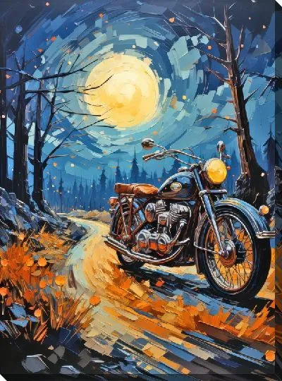 Картина маслом Мотоцикл в стиле арт №33