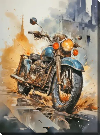 Картина маслом Мотоцикл в стиле арт №39