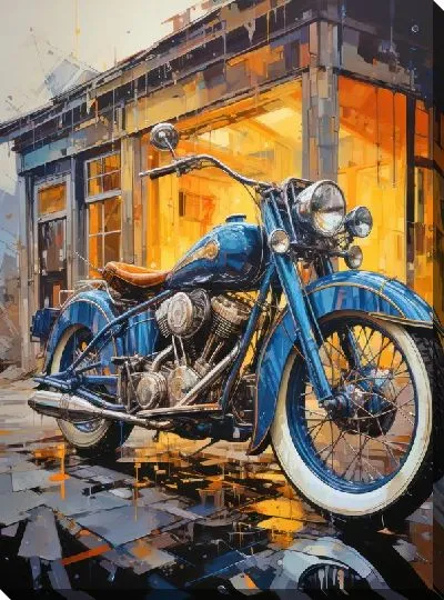 Картина маслом Мотоцикл в стиле арт №411