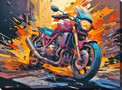 Картина маслом Мотоцикл в стиле арт №42