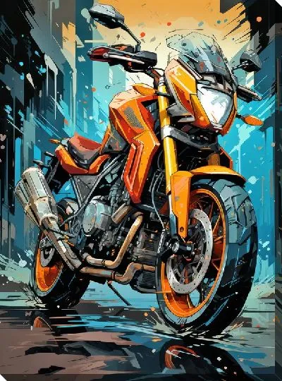 Картина маслом Мотоцикл в стиле арт №44
