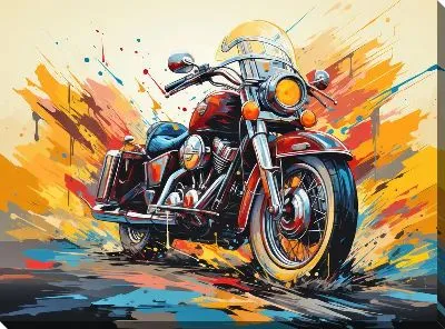 Картина маслом Мотоцикл в стиле арт №45