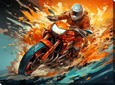 Картина маслом Гонки на мотоцикле в стиле арт №26