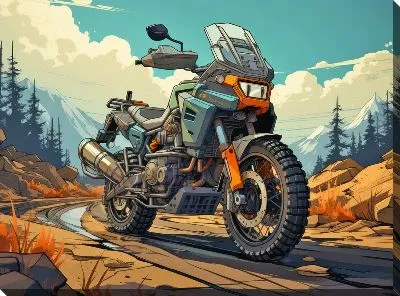 Картина маслом Мотоцикл в стиле арт №53