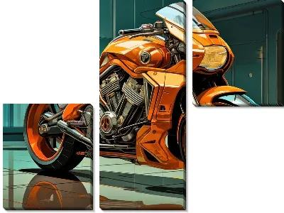 Модульная картина Мотоцикл в стиле арт №54